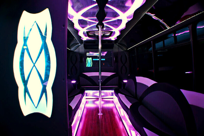 Limo bus with multiple TVs