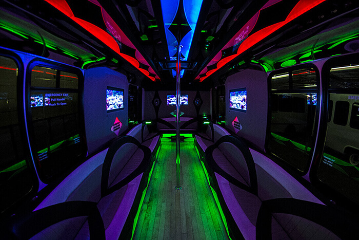 Party buses with stereo systems