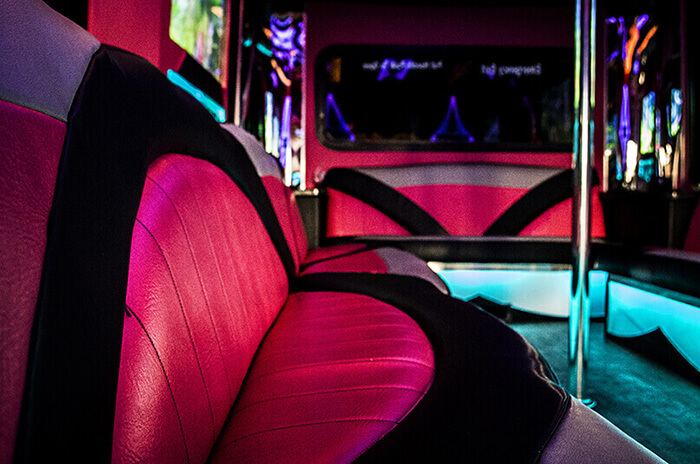 Party bus with couching seats