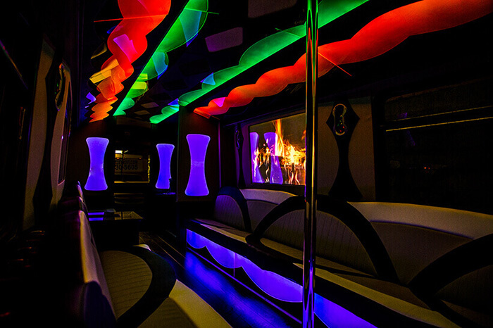 Extraordiordinary interior of our party bus rental