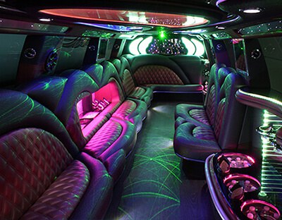 Magic party bus to groups with overhead bins to luggage storage